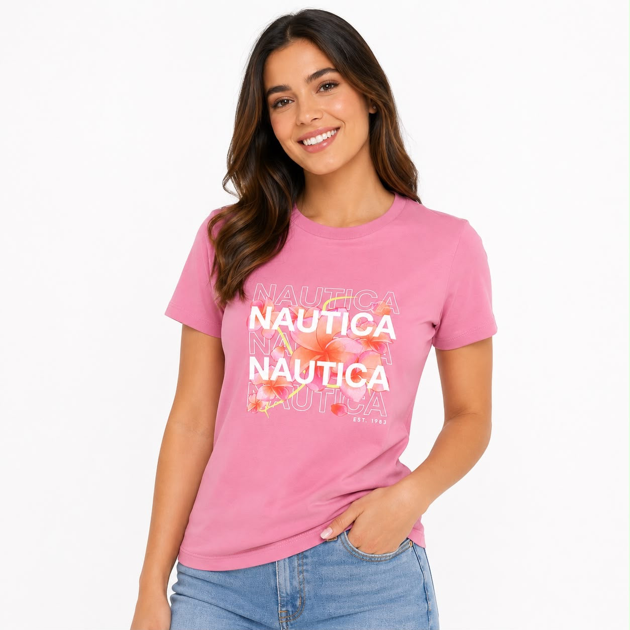 Náutica glitter floral logo graphic t-shirt Women’s