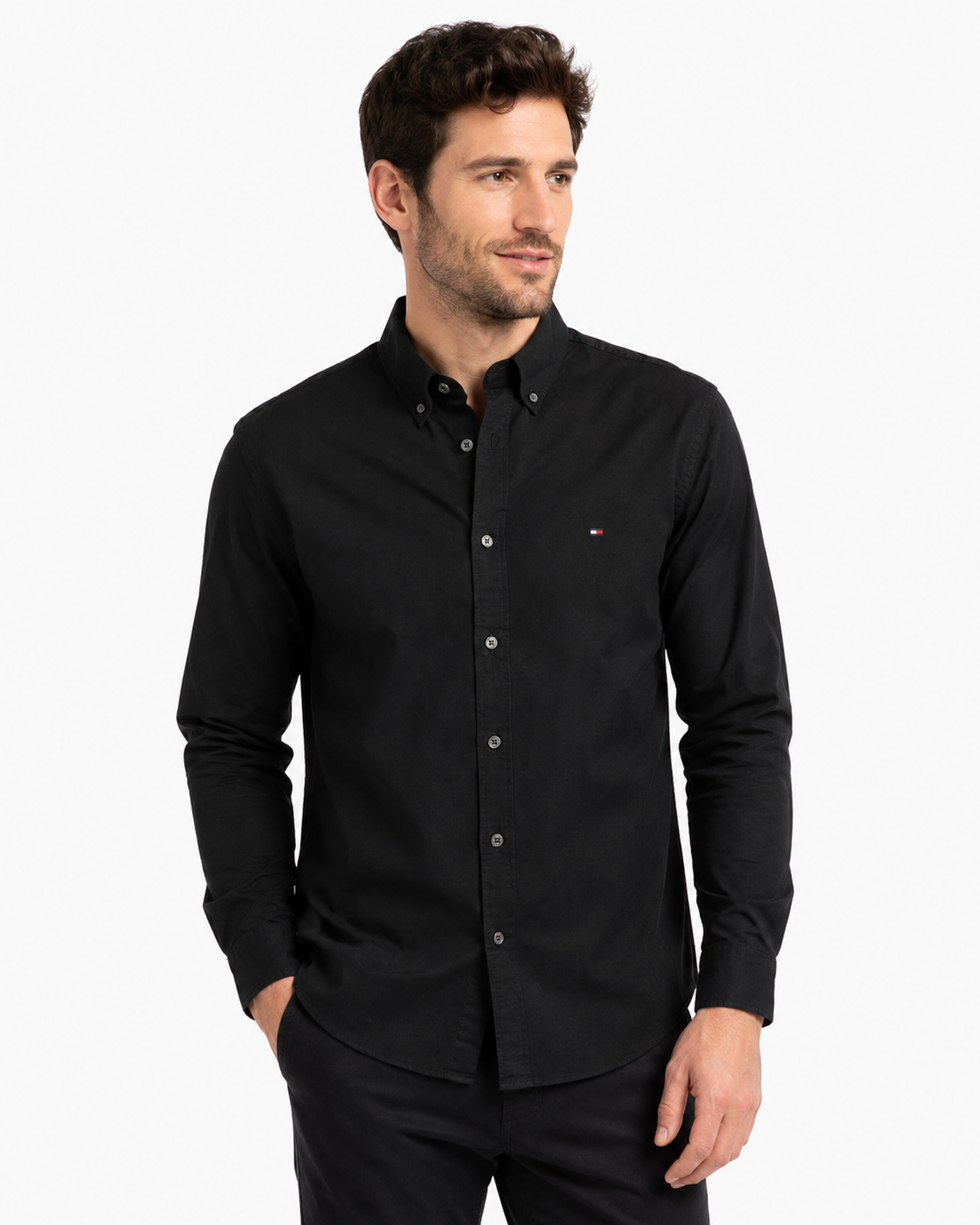 Tommy Hilfiger men's casual elastic poplin shirt