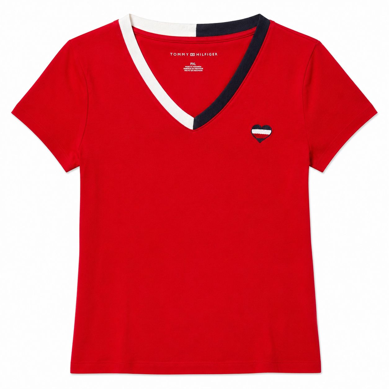 Tommy Hilfiger Women's V-Neck Heart Logo T-Shir