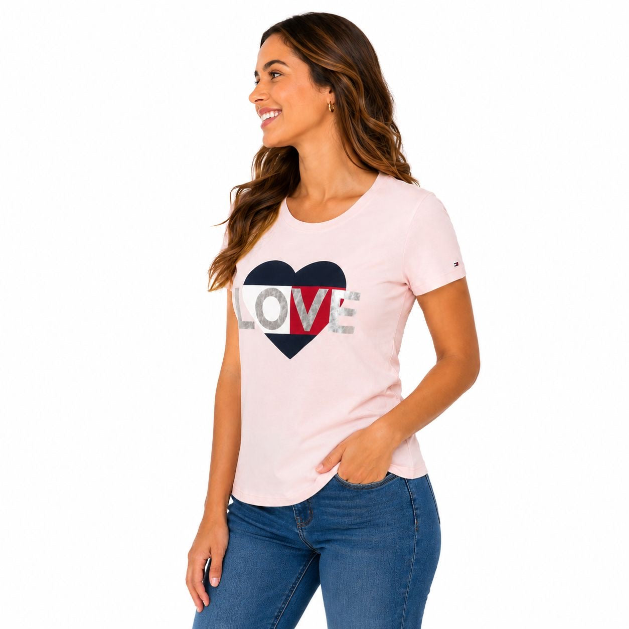 Tommy Hilfiger Womens Short Sleeve Crew Neck Logo T-Shirt