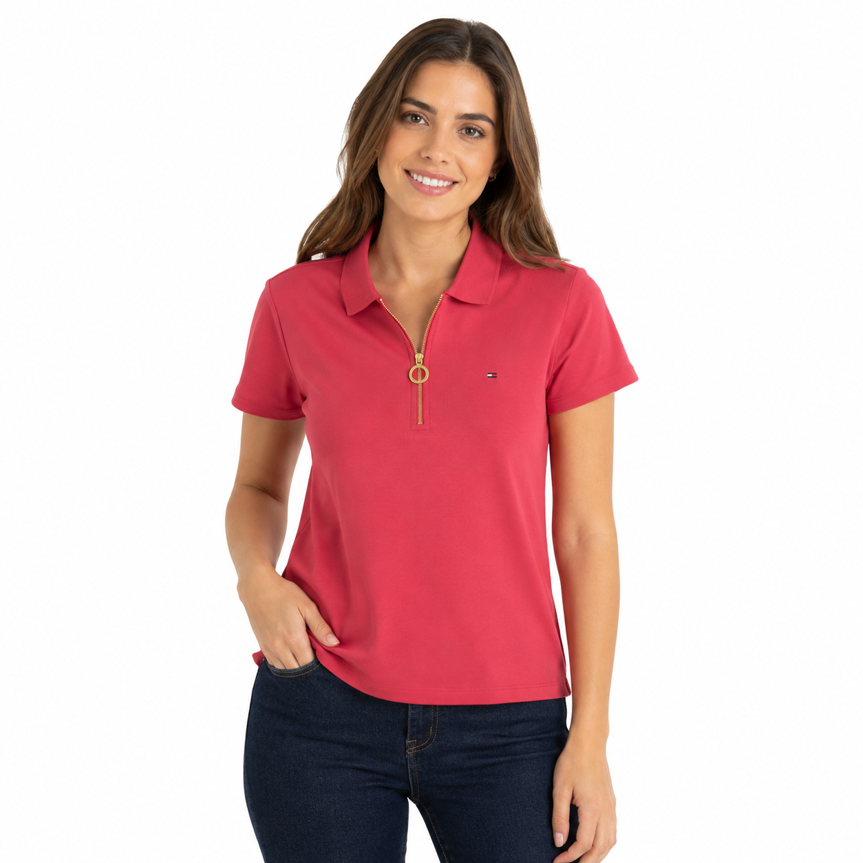 Tommy Hilfiger Women's Embroidered Logo Slim Polo Shirt