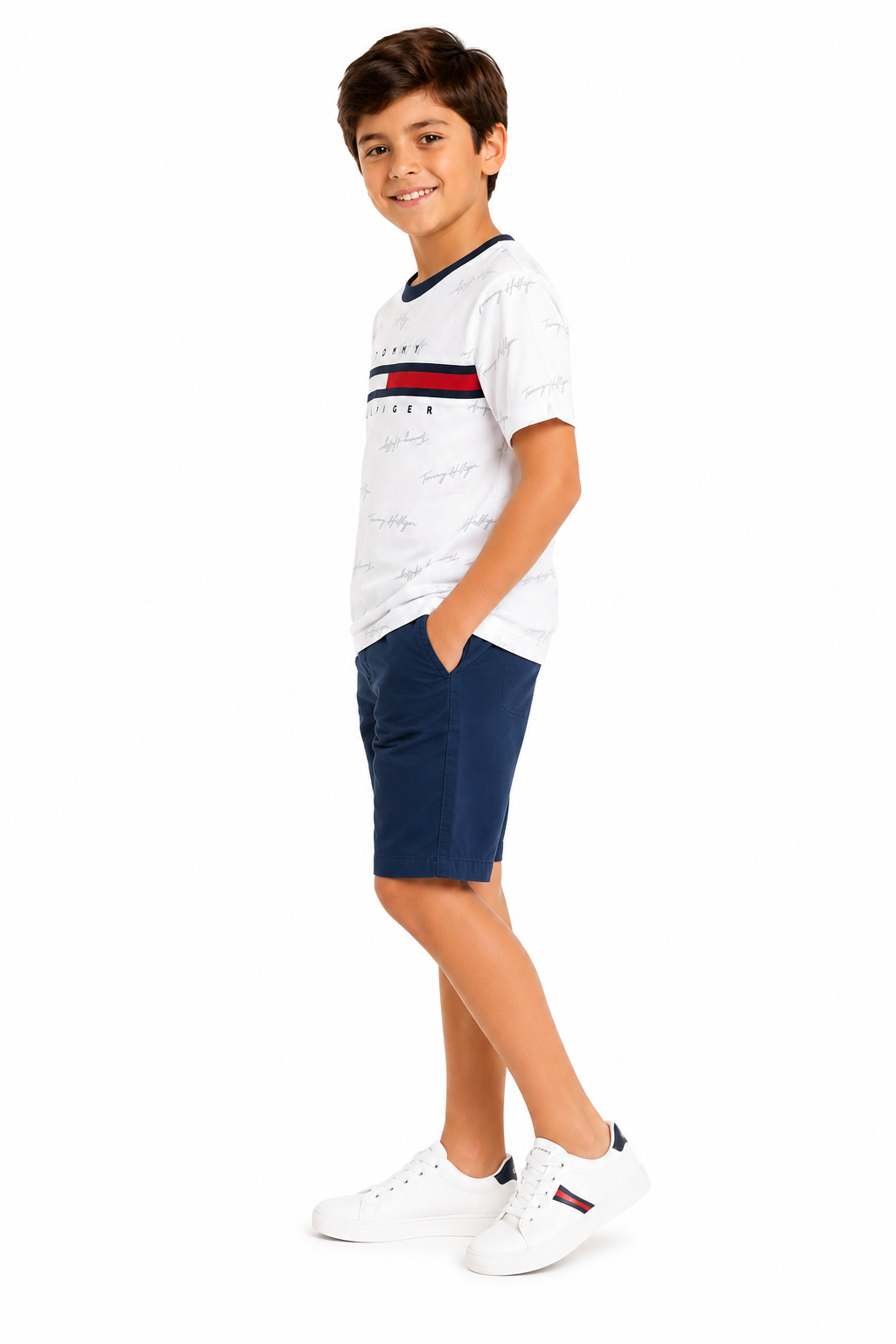 Tommy Hilfiger-Kids' Flag Stripe Logo T-Shirt