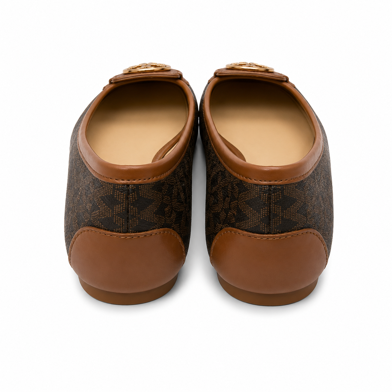 Michael Kors Lillie loafers with logo in brown with gold details.