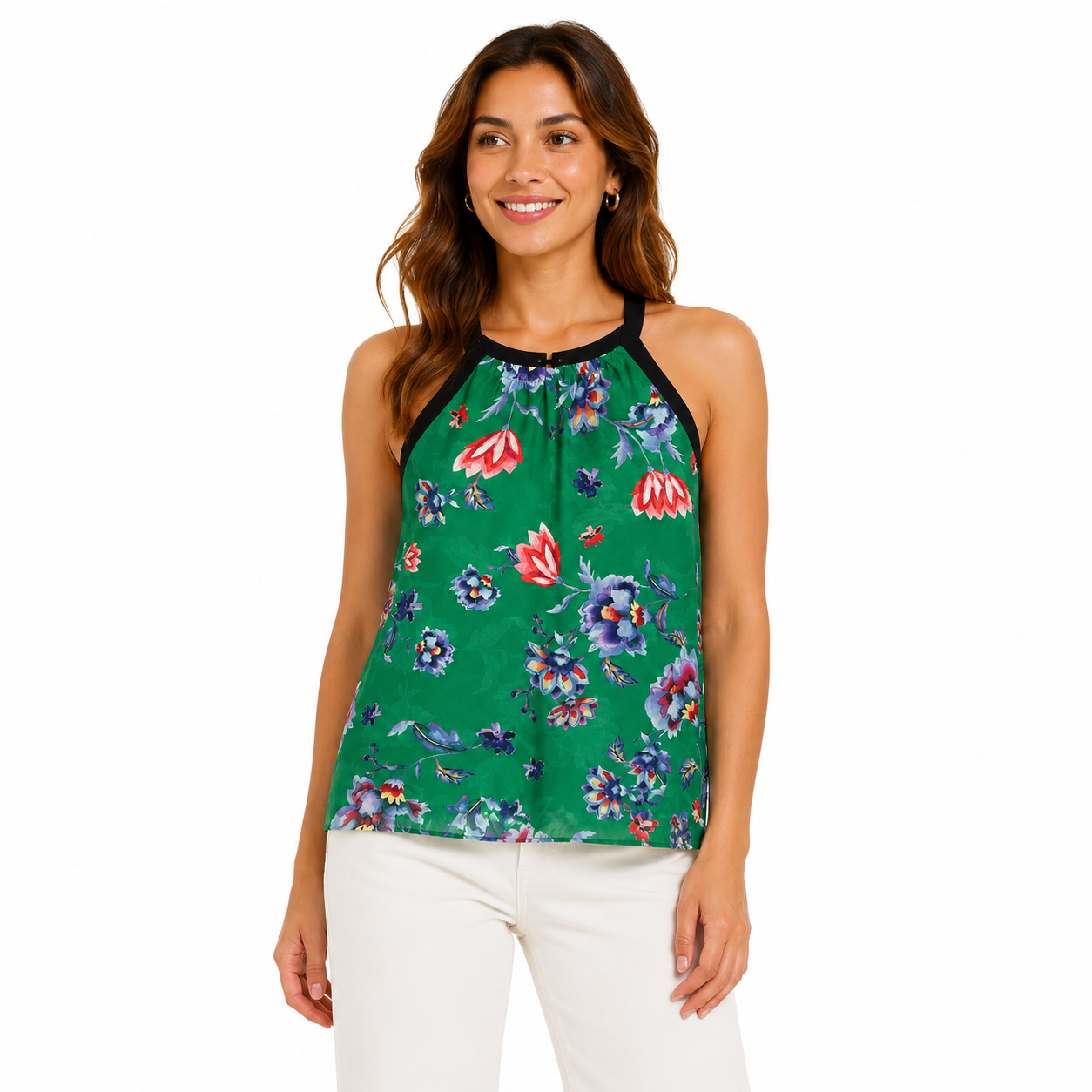 Bar III Green blouse with floral print Women’s