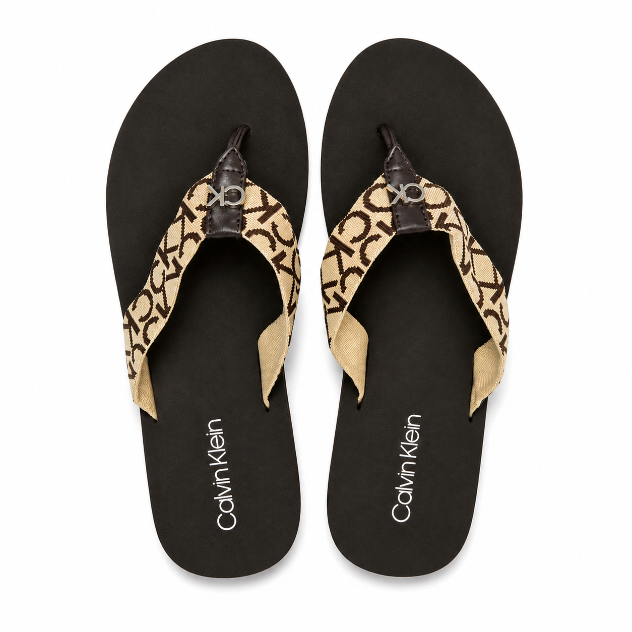 Calvin Klein model Callin for women in black with beige straps with logo