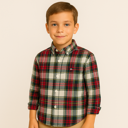 Tommy Hilfiger Boy's Multi Plaid Long Sleeve Button-Down Shirt