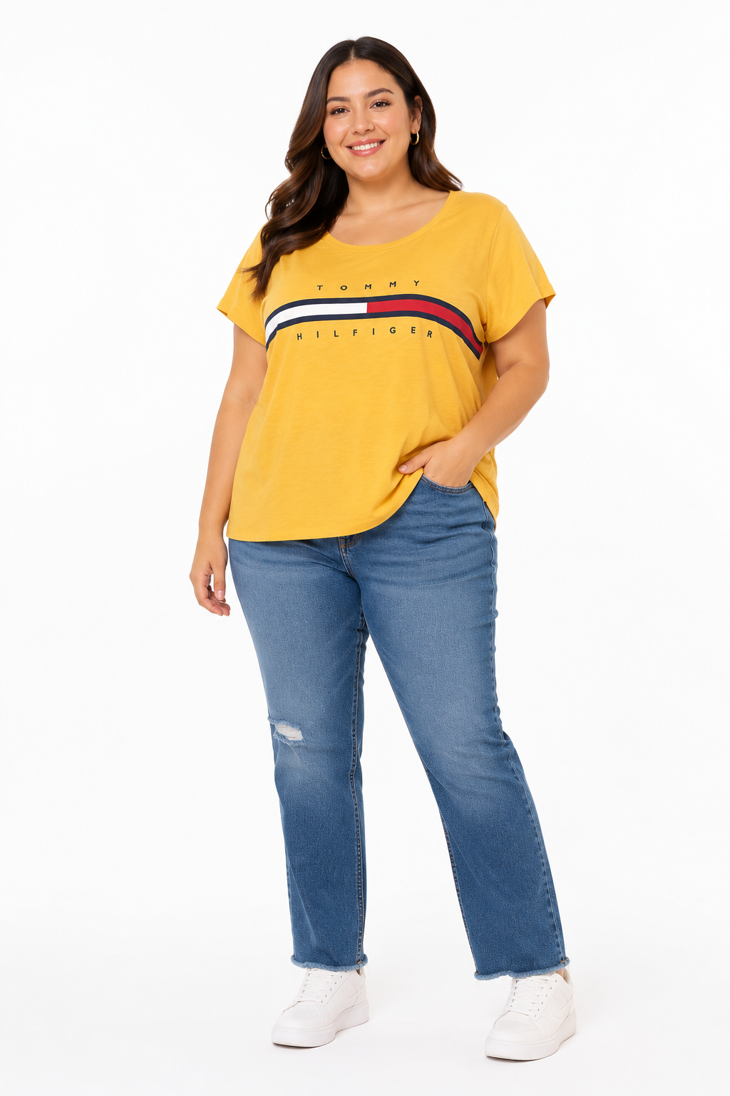 TOMMY HILFIGER-Yellow relaxed cut t-shirt for women from the Tommy Hilfiger brand