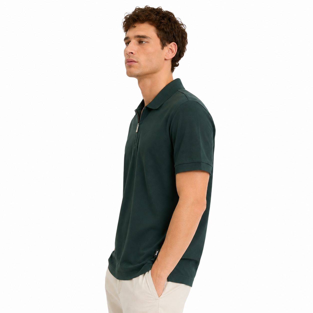 Hugo Boss Dark green short-sleeved polo shirt for men