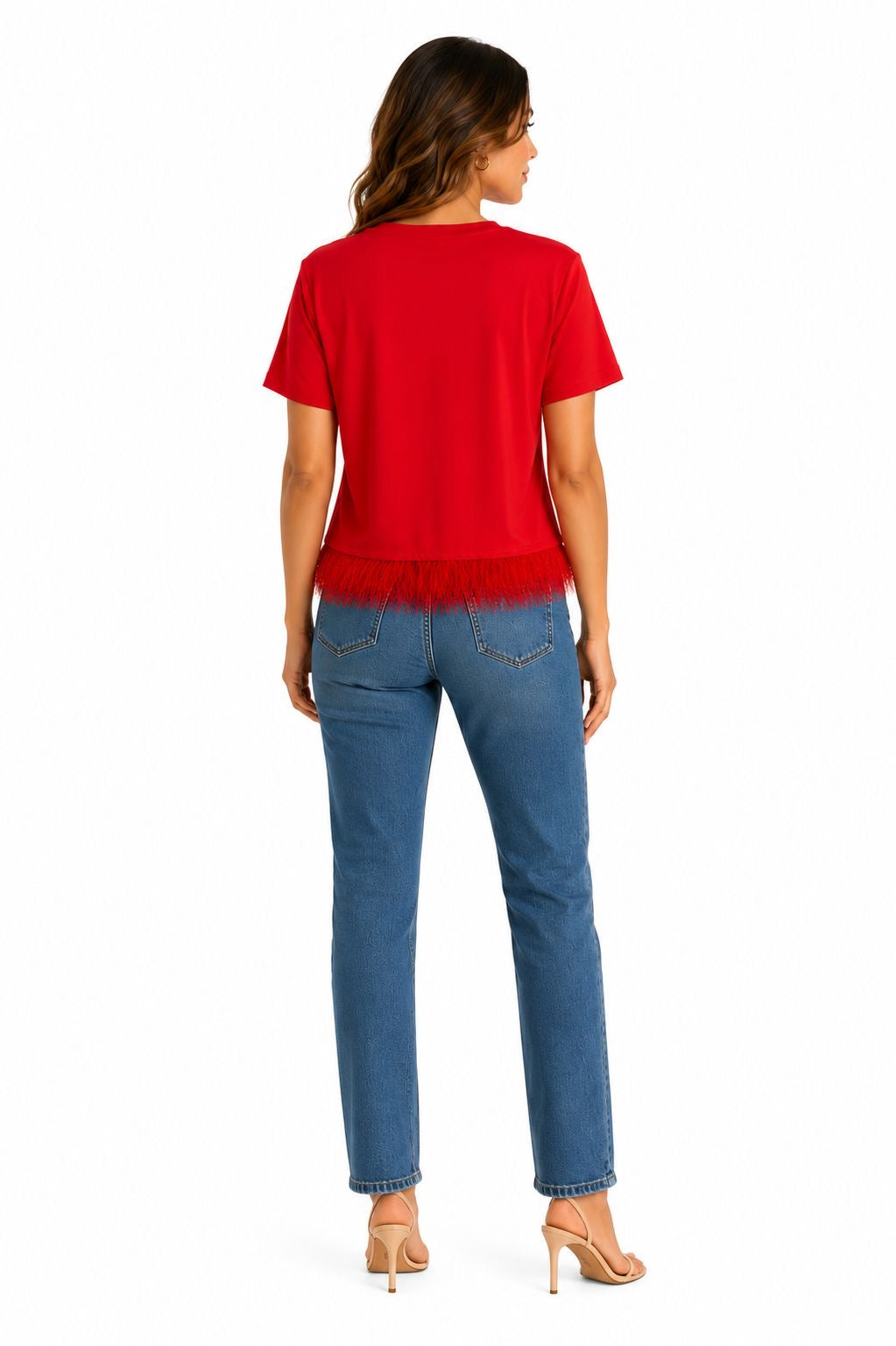 Forcynthia Feather-Trimmed Cotton-Jersey T-Shirt