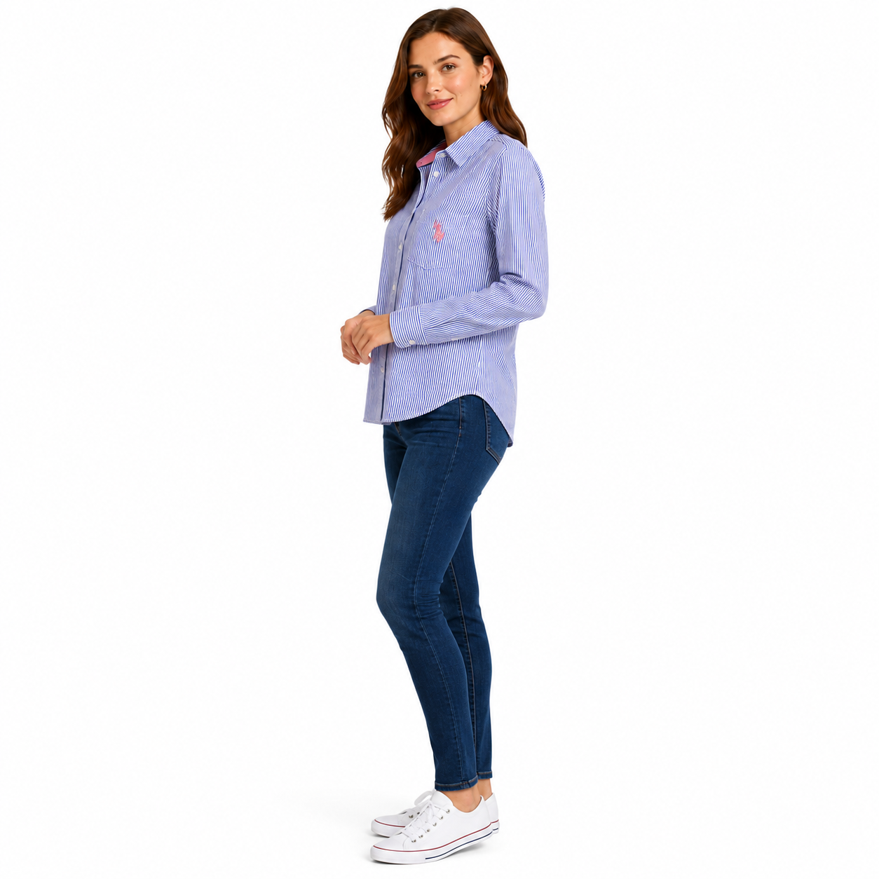 U.S. Polo Assn striped long-sleeved poplin shirt