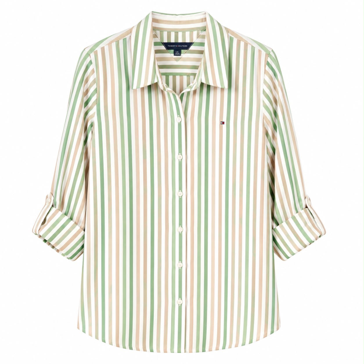 Camisa A Rayas Con Solapa Enrollable De Tommy Hilfiger