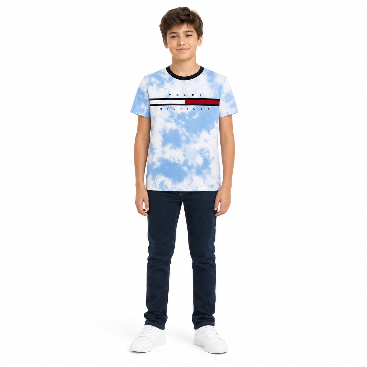 Tommy Hilfiger Kids' Tie-Dye Flag Logo T-Shirt