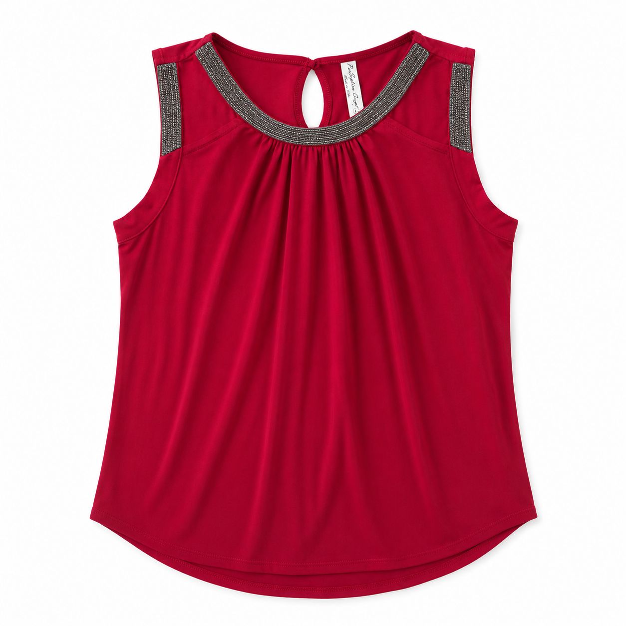 PerSeption-Red cold shoulder blouse