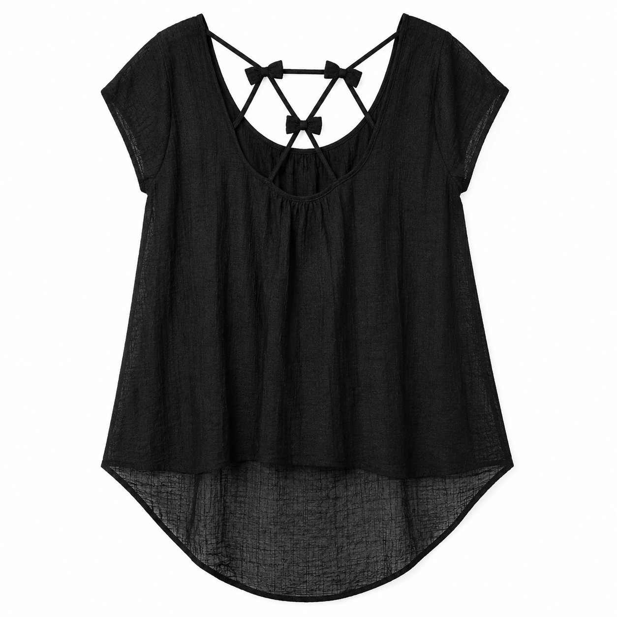 E&M Chiffon or light linen blouse in black women’s