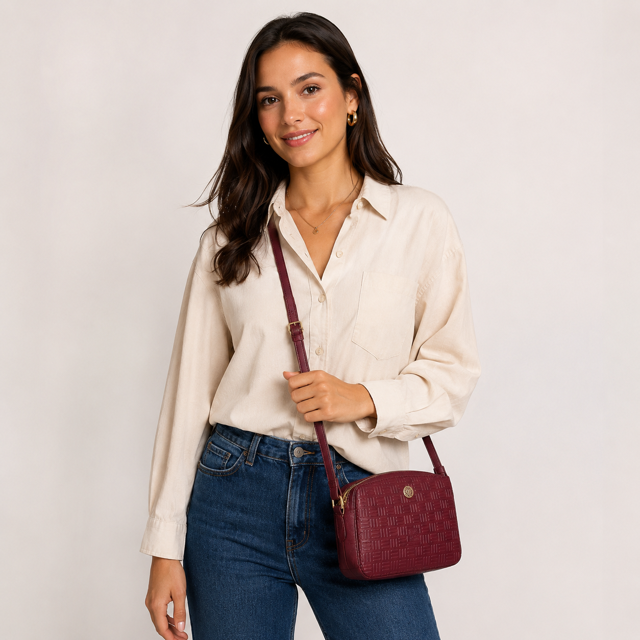Anne Klein Embossed Tile Crossbody Bag