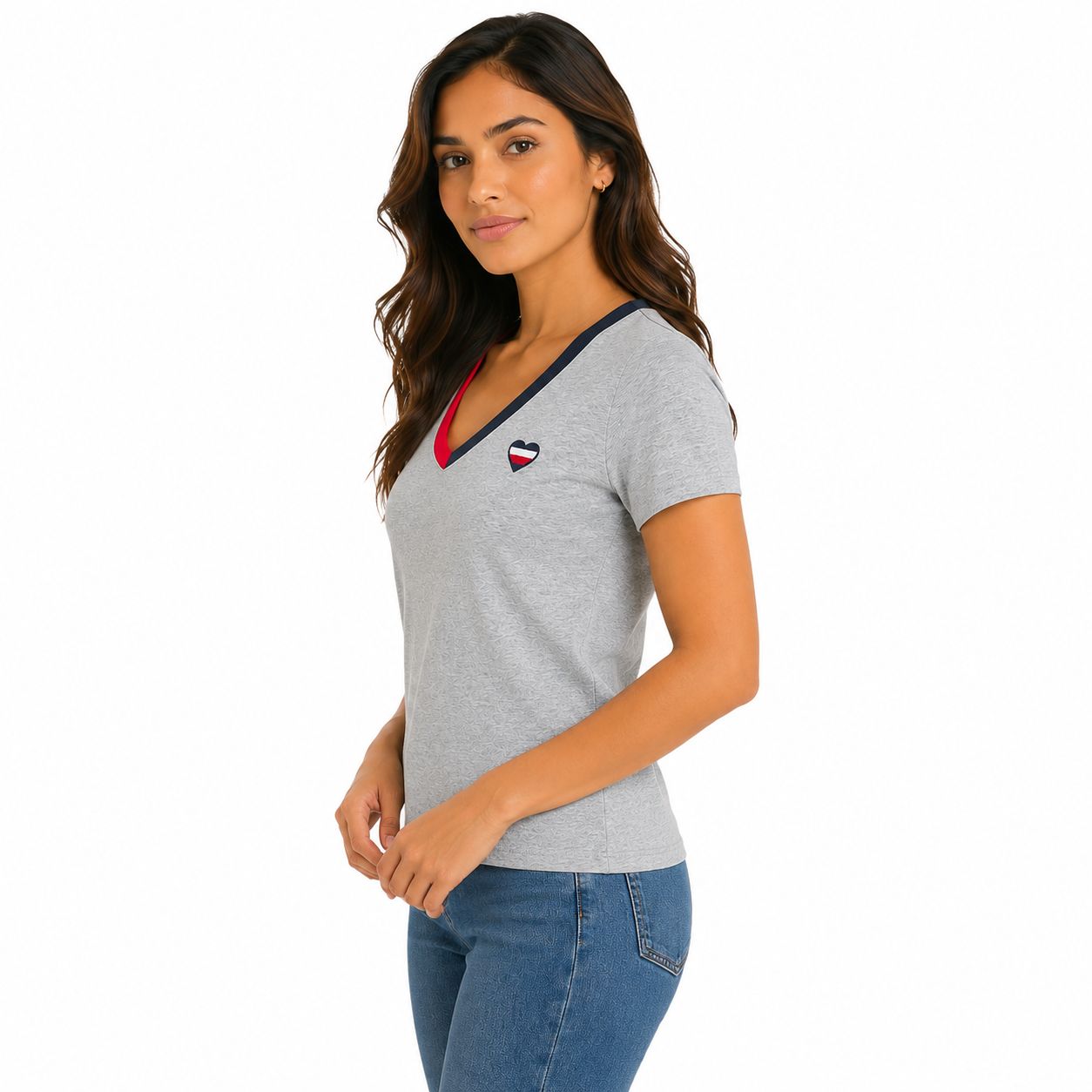 Tommy Hilfiger V Neck Heart Shirt