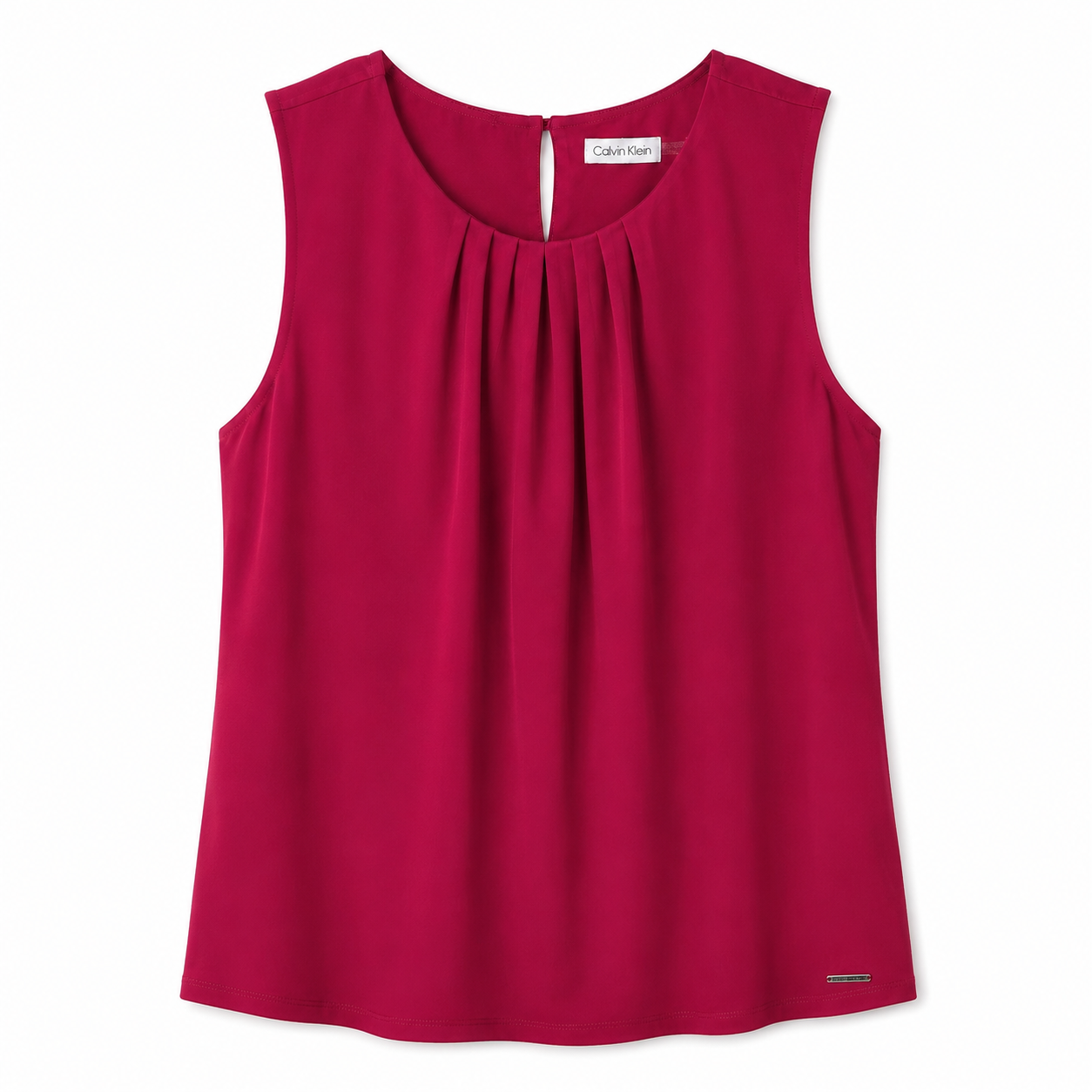 Calvin Klein sleeveless blouse with round neck and pleated details