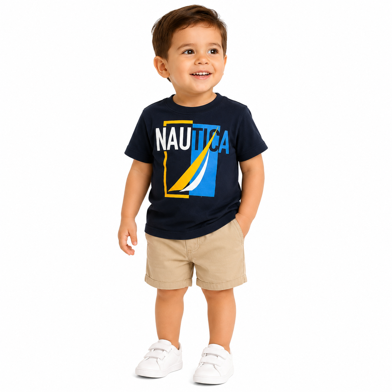 Nautical t-shirt for children is navy blue