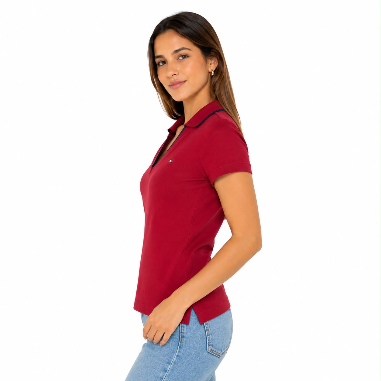 Tommy Hilfiger Cotton V-Neck Polo Top