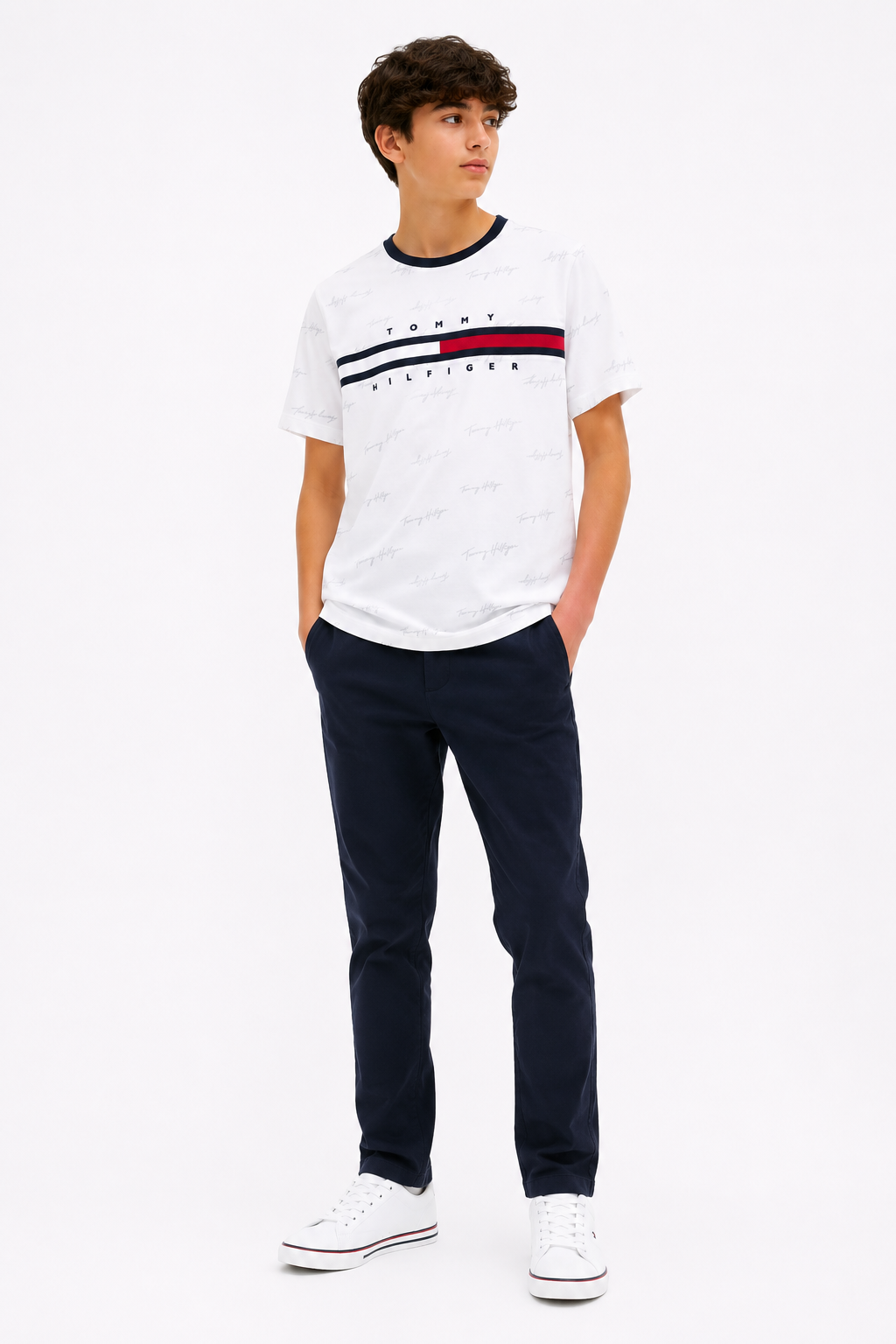 Tommy Hilfiger -Kids' Signature Flag Stripe Logo T-Shirt