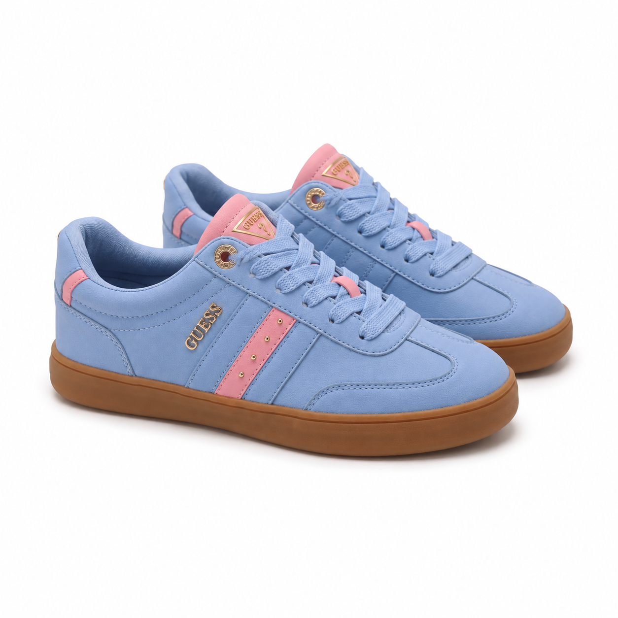 Guess sneakers for women in light blue with pink details