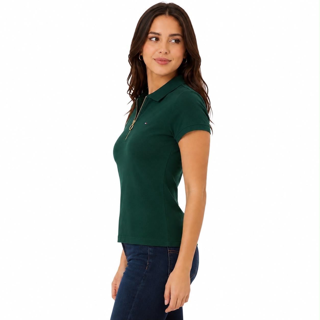 Tommy Hilfiger green -Slim Fit Zip Polo Women’s&nbsp;