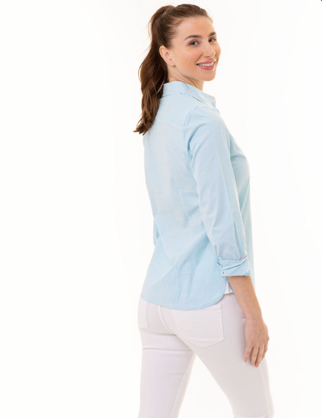 U.S Polo Striped Poplin Long Sleeve Shirt