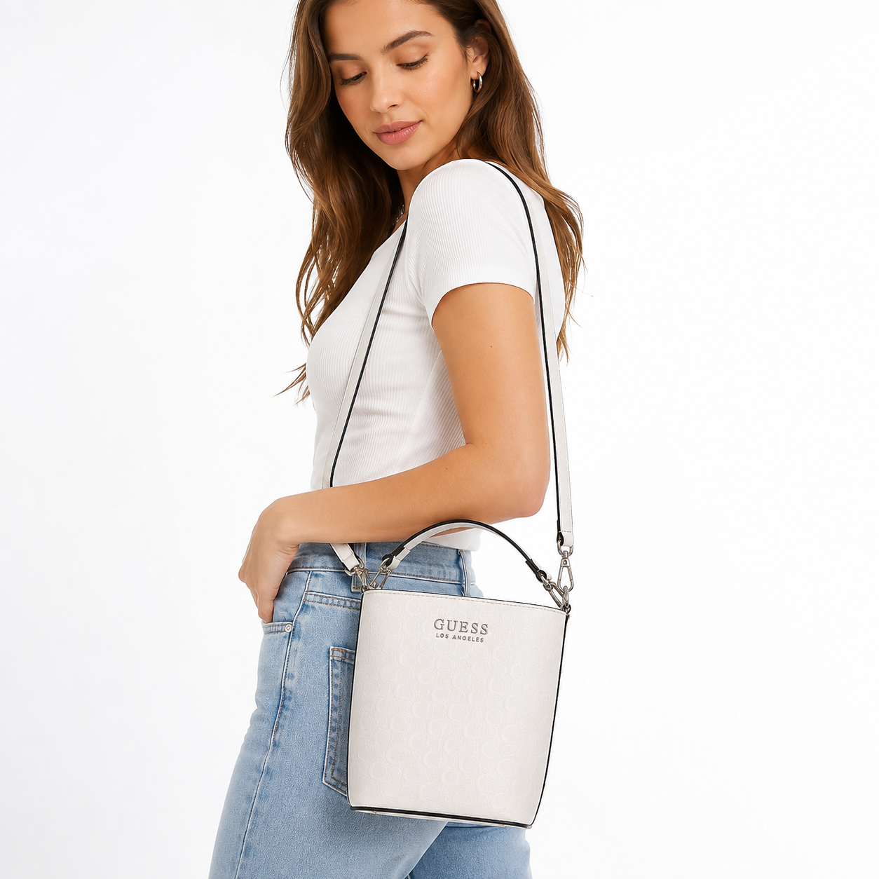 Guess Kamri Mini Bucket Crossbody Bag