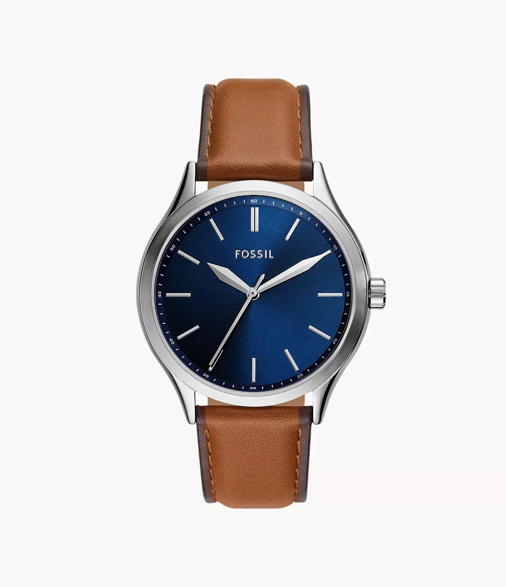 Fossil Fenmore Three-Hand Brown Leather Watch