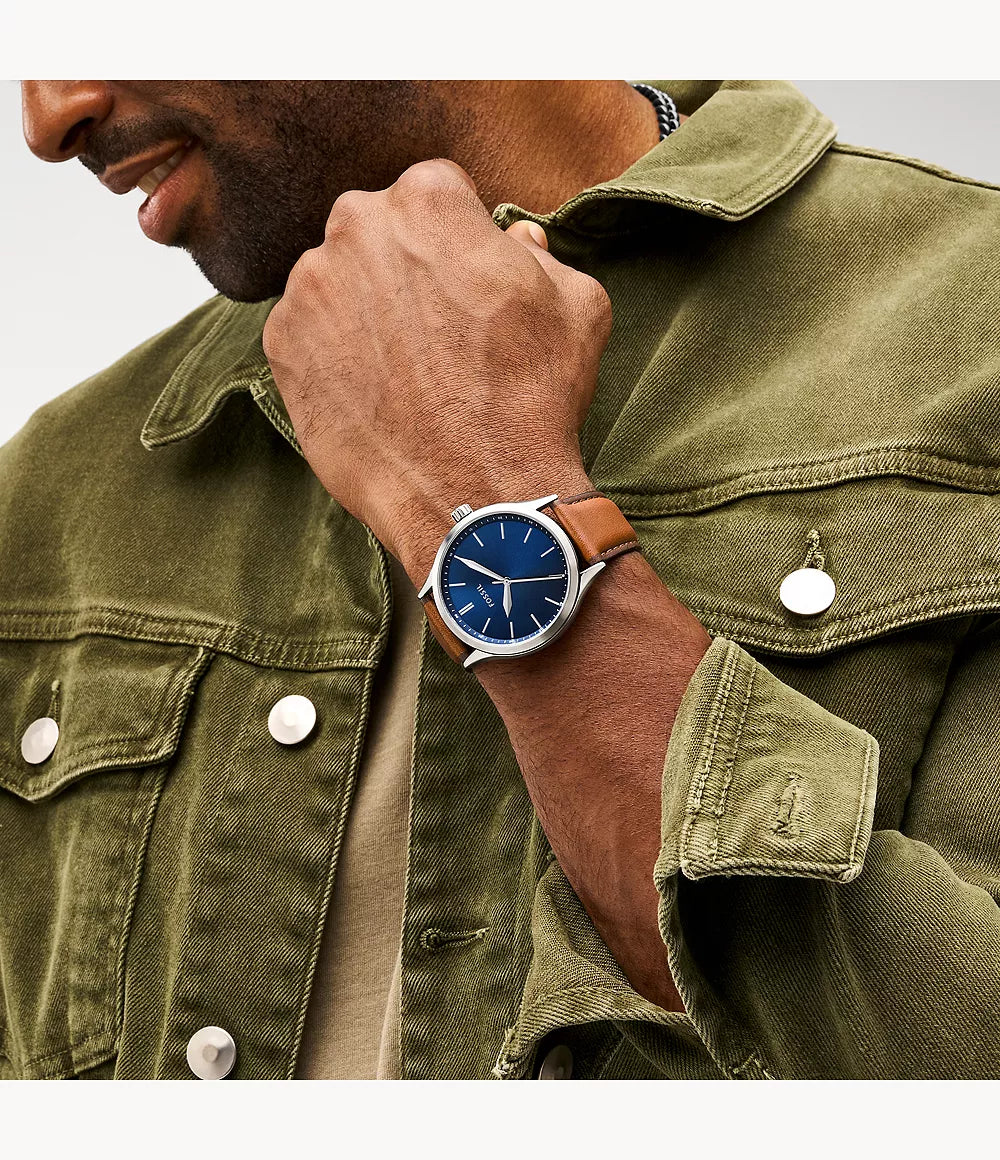 Fossil Fenmore Three-Hand Brown Leather Watch