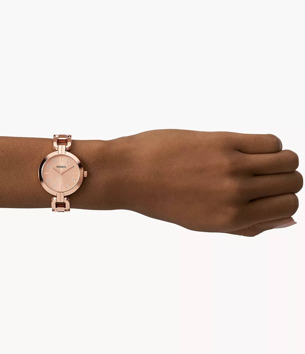 Fossil Kerrigan Three-Hand Rose Gold-Tone Stainless Steel Watch