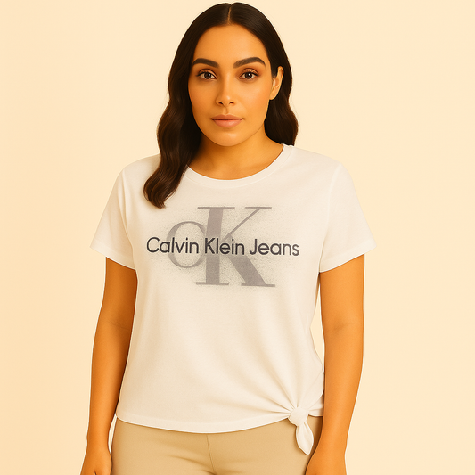 Calvin Klein Girls Brush Monogram Logo T-Shirt