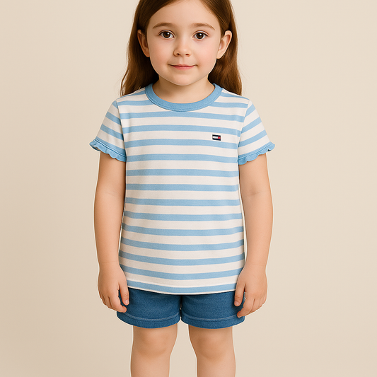 Tommy Hilfiger Kids' Stripe Ruffle-Sleeve T-Shirt