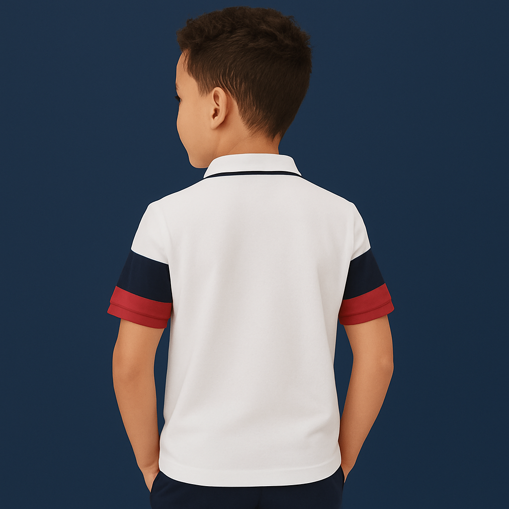 Tommy Hilfiger Men White Regular Fit Colour Block Sleeve Polo Shirt