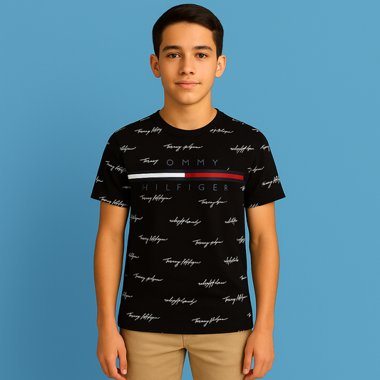 Tommy Hilfiger Kids' Signature Flag Stripe Logo T-Shirt