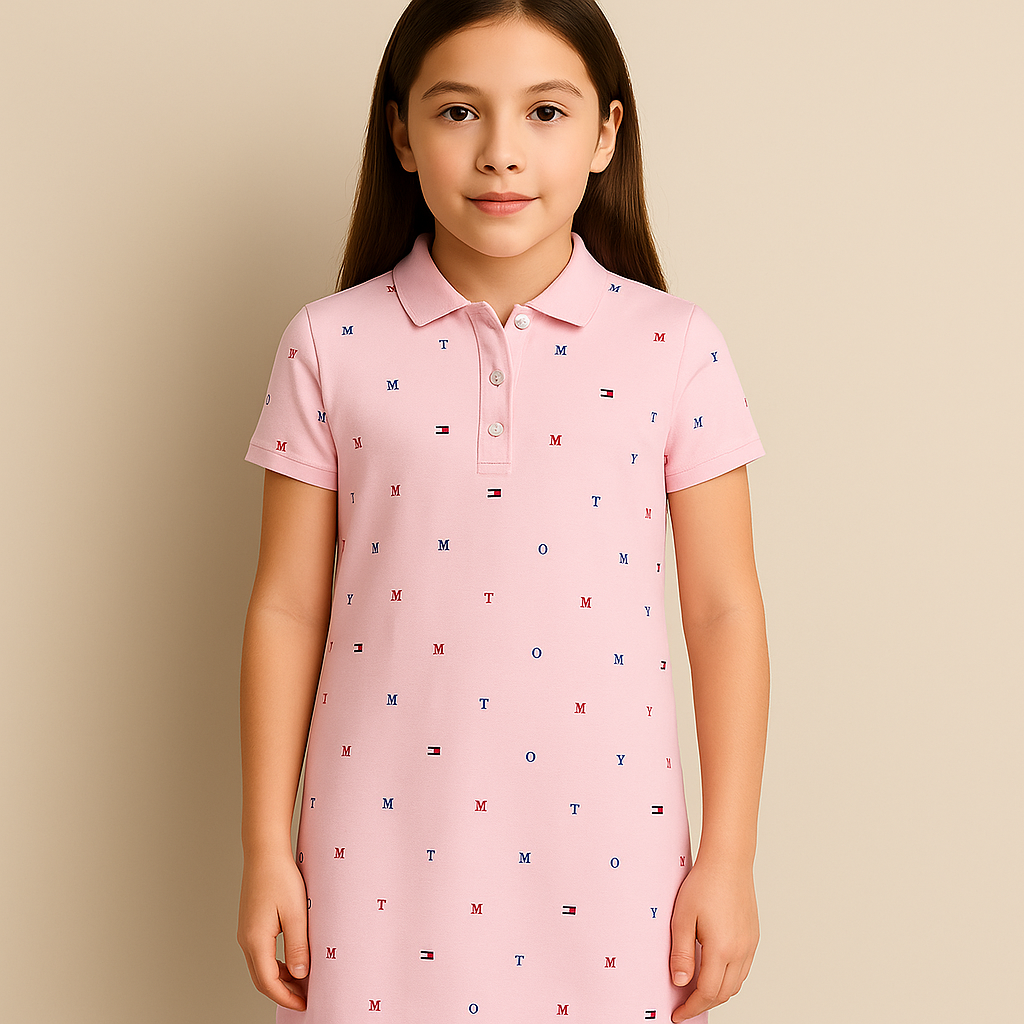 Tommy Hilfiger Kids-Vestido polo con bordado integral para niños