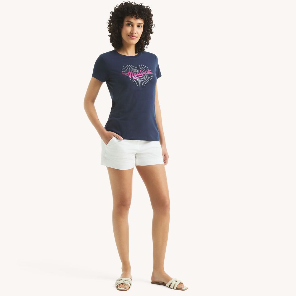 Náutica-bright heart glitter graphic t-shirt