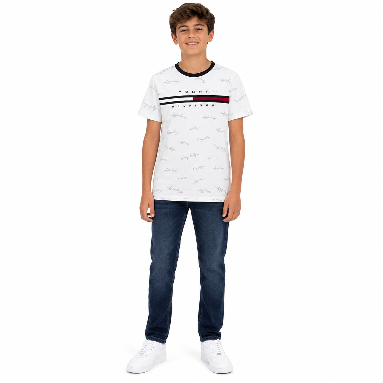 Tommy Hilfiger Kids' Signature Flag Stripe Logo T-Shirt