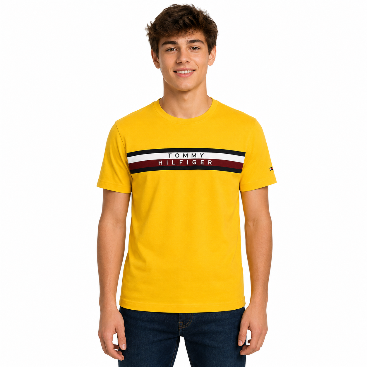Tommy Hilfiger Kids' Ribbed Stripe Logo T-Shirt