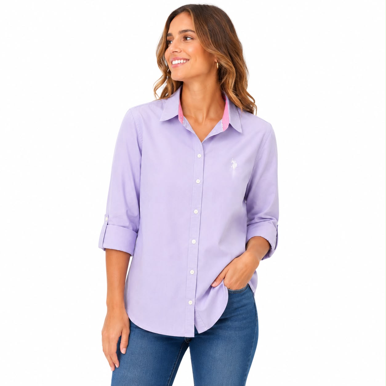 U.S. Polo Assn Lilac Long Sleeve Women's Basic Shirt