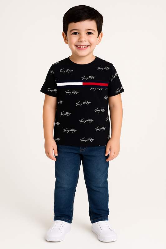 Tommy Hilfiger Kids' Signature Flag Stripe Logo T-Shirt