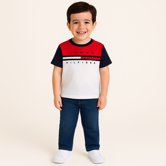 Tommy Hilfiger-Kids' Colorblock Flag Stripe T-Shirt