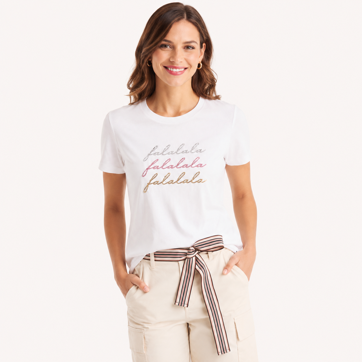 Nautica sequin fa-la-la-la-la graphic t-shirt