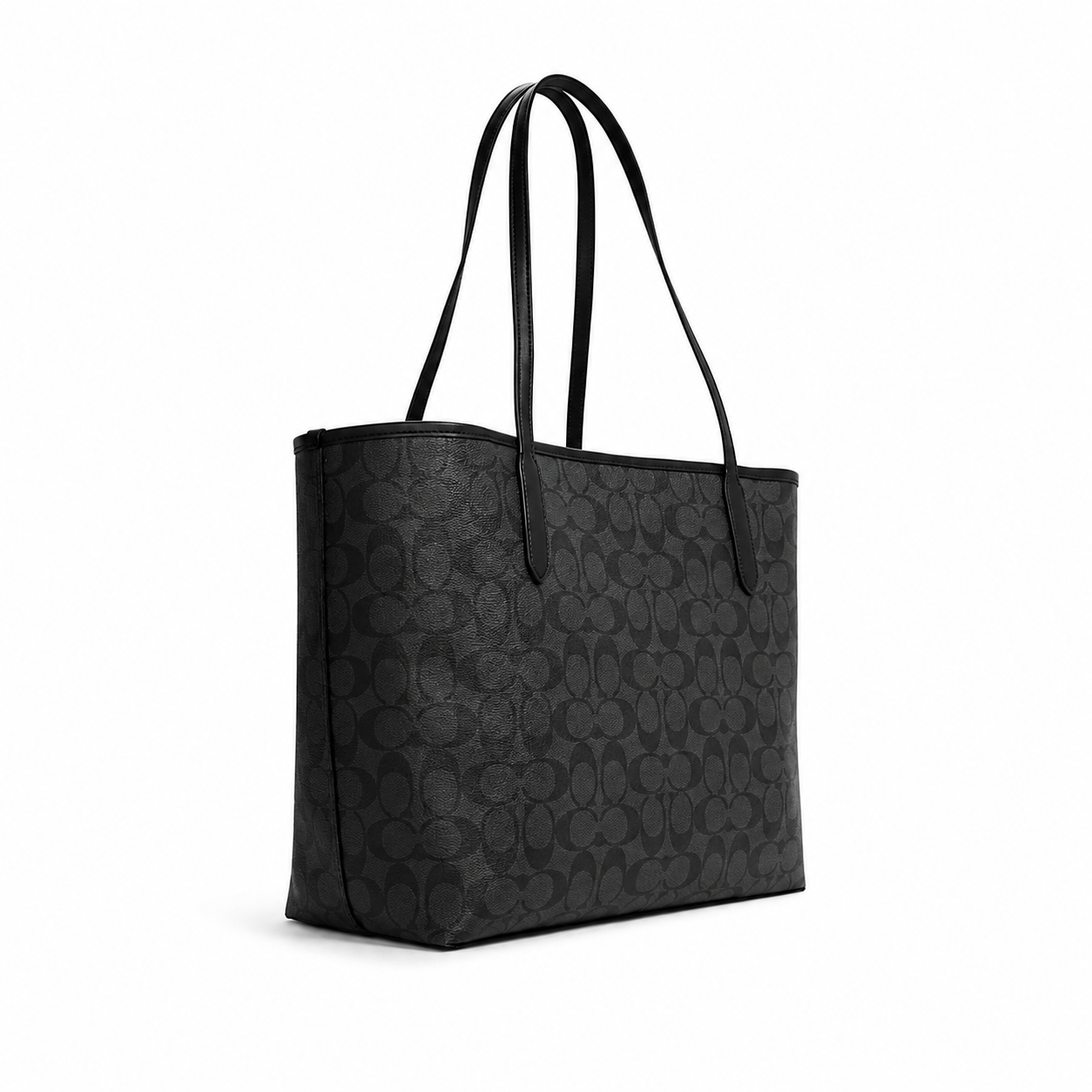 Coach Medium Signature Coated Canvas Leather City Tote Shoulder Bag