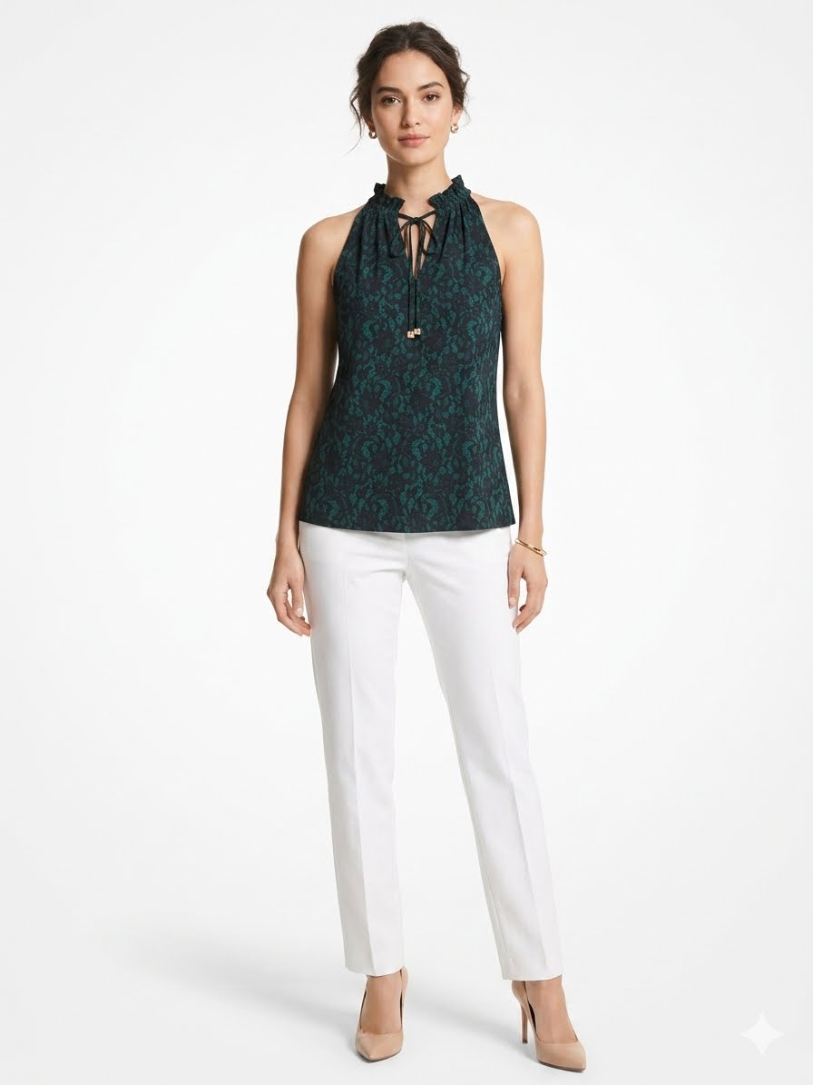 Michael Kors Women's Dark Emerald Sleeveless Top