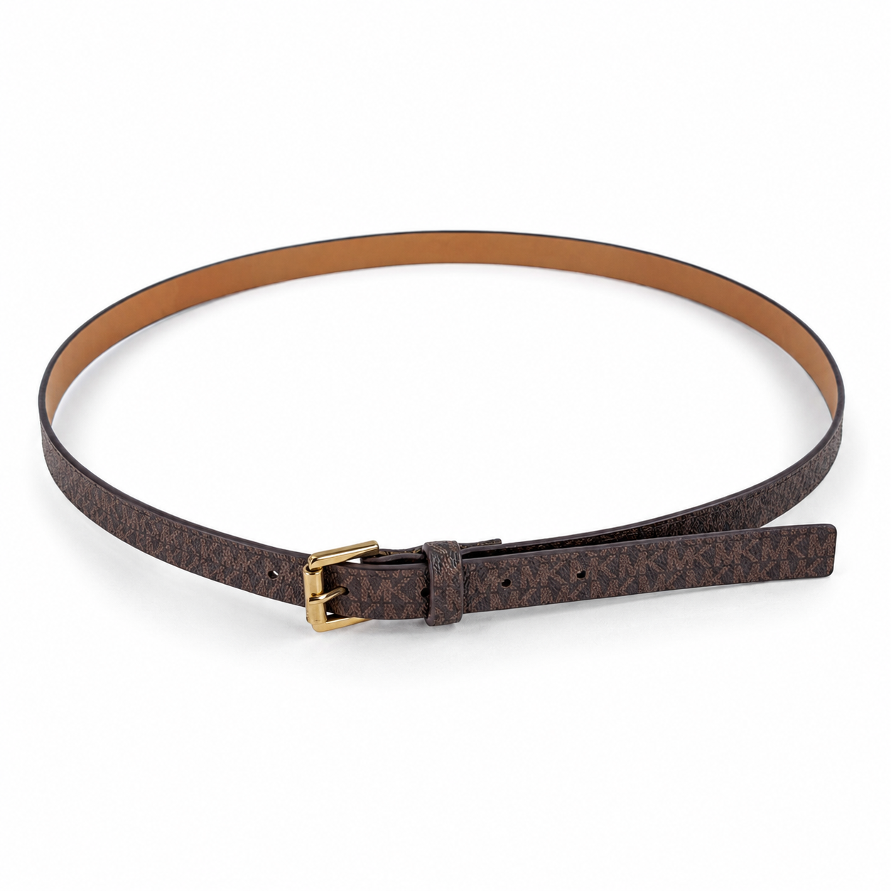 Michael Kors Belt Mini Printed MK Logo Gold Buckle