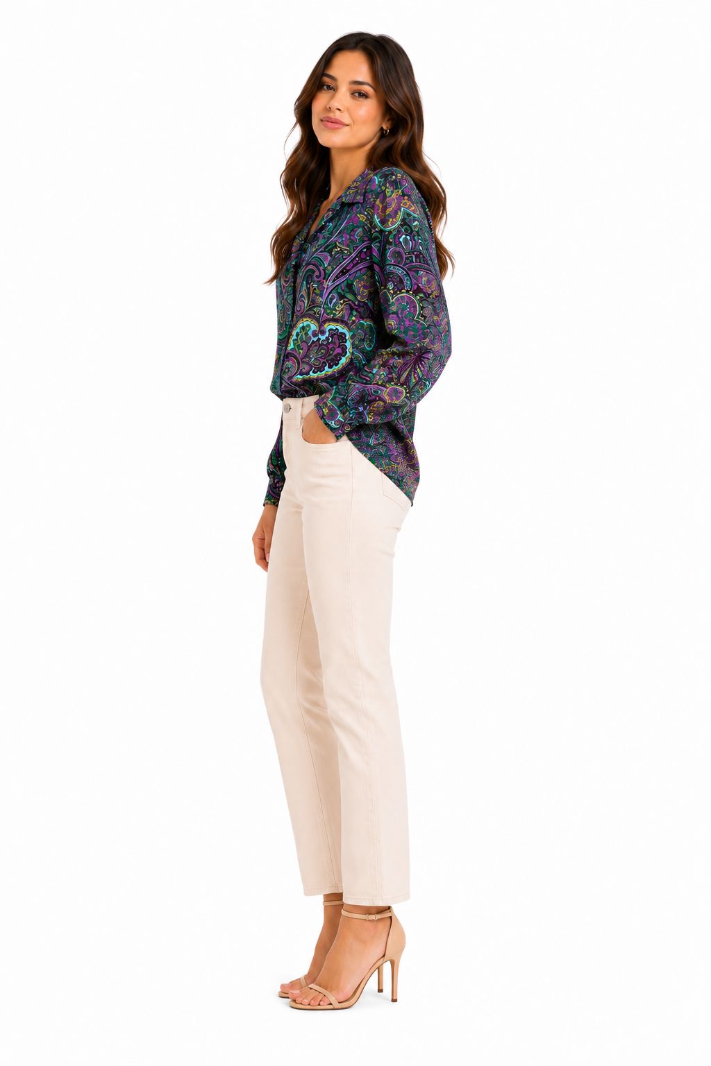 Rafaella Paisley Print Shine Satin Blouse