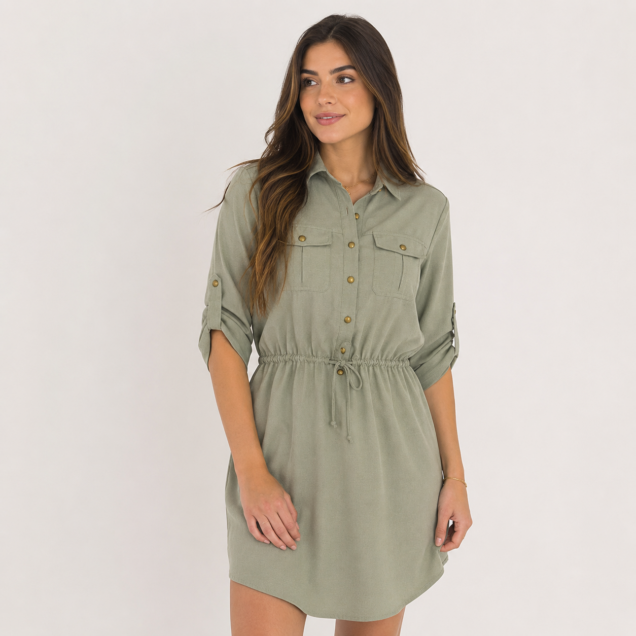 Love To Be Loved Utility Shirt Mini Dress