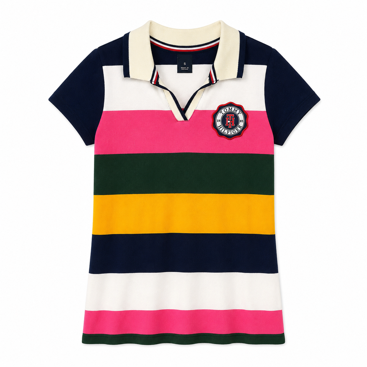 Tommy Hilfiger Girls' Rainbow Stripe Polo Shirt Short Sleeve Summer Spring Dress