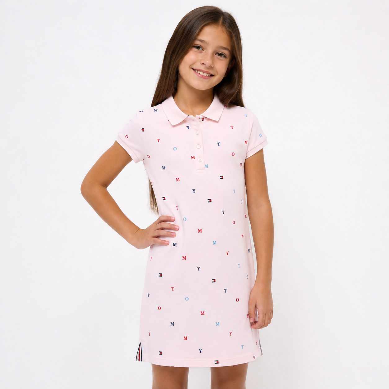 Tommy Hilfiger kids' Allover Embroidered Polo Dress